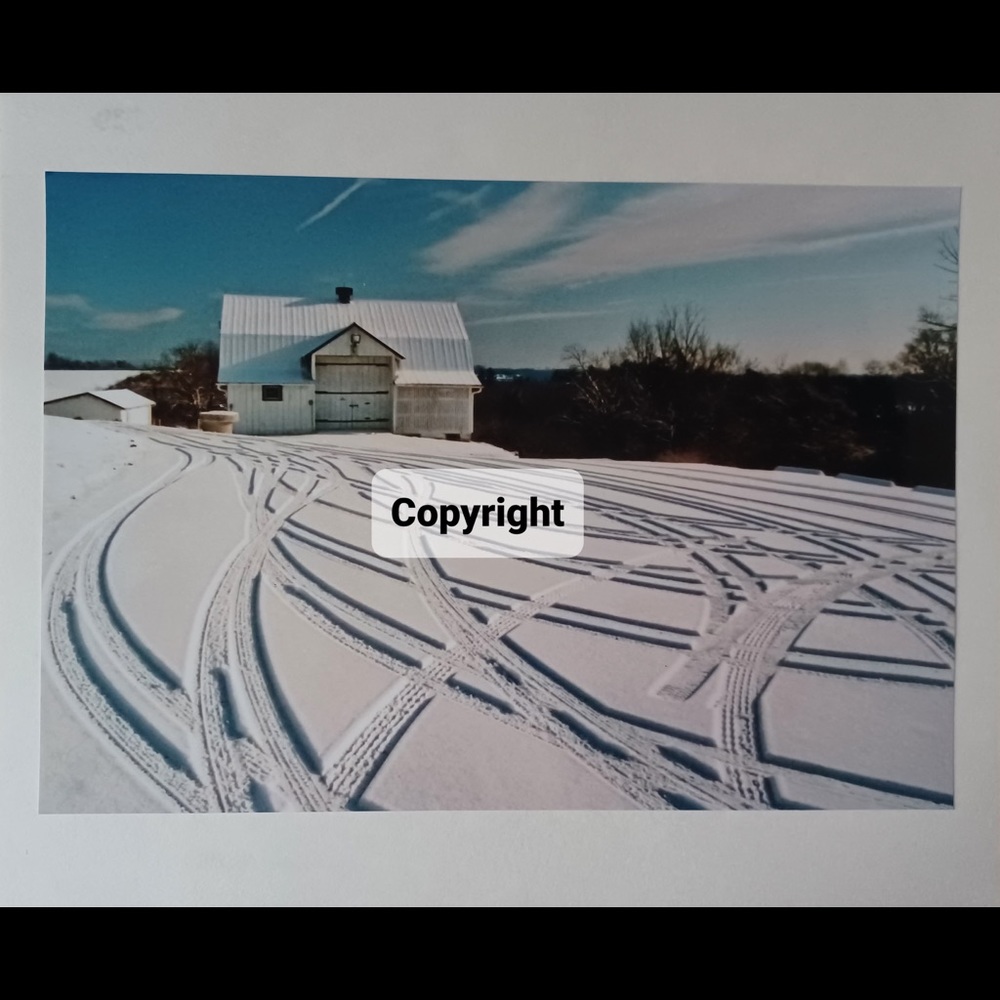 Country 1 Tracks in the Snow at Farmhouse Photo